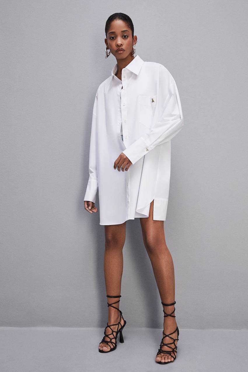 Patrizia Pepe Mini Over Shirt Dress Branco | 6275-ZIFDH