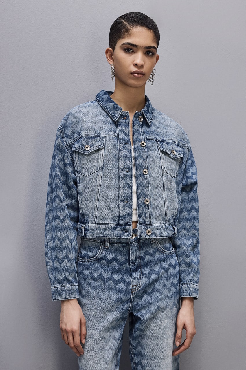 Patrizia Pepe Monogram Denim Jacket Azuis | 0186-KOFBJ