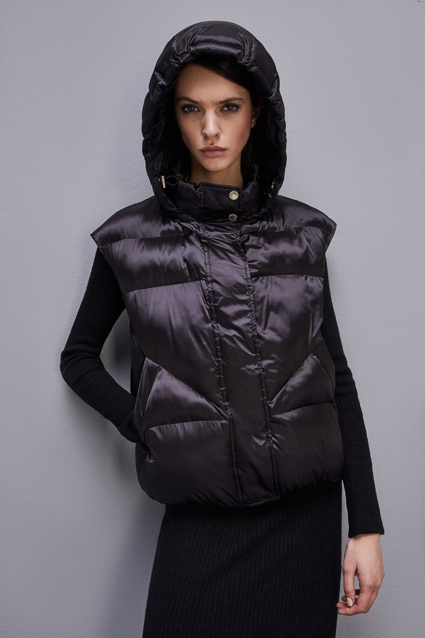 Patrizia Pepe Nylon Sleeveless Down Jacket Pretas | 7509-UAKPQ