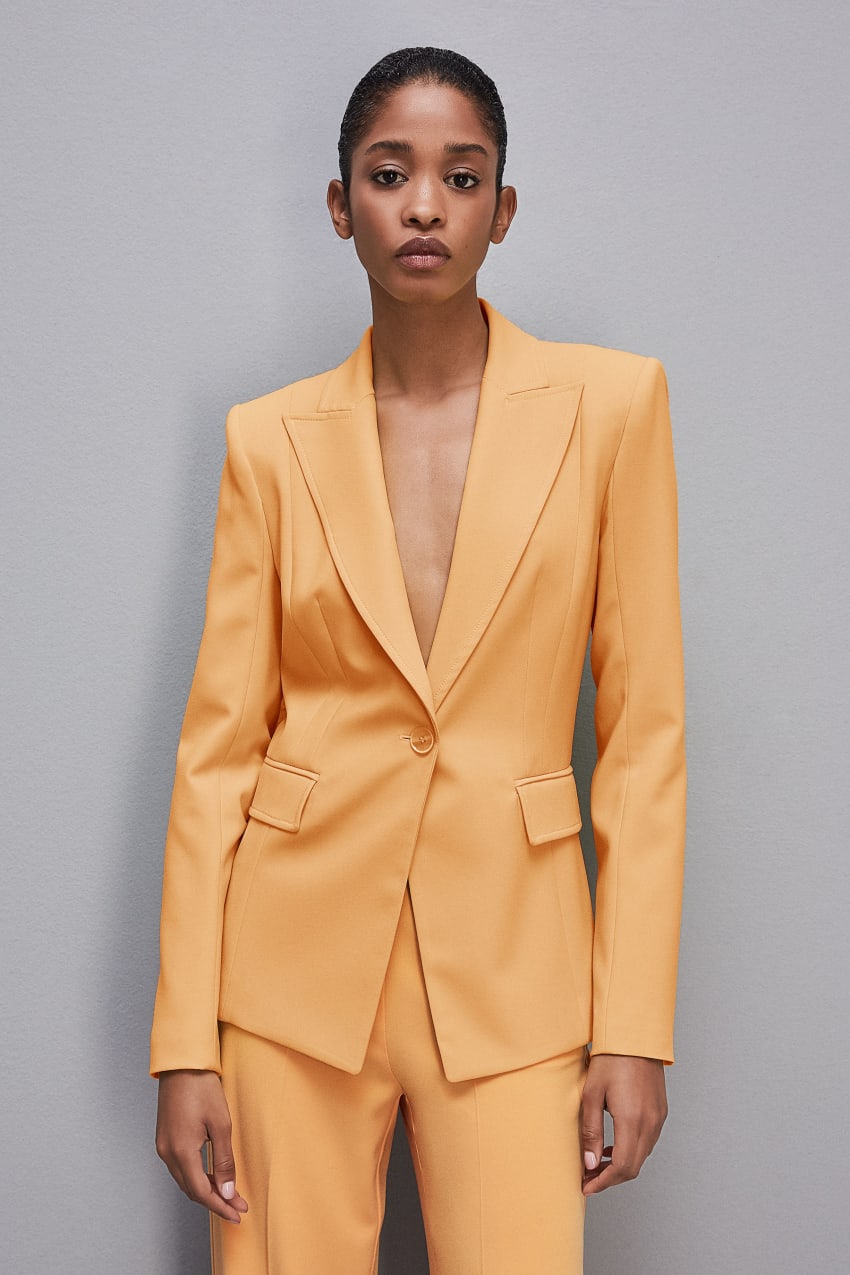 Patrizia Pepe One-button Jacket In Sablè Crepe Fabric Laranja | 4597-XHEJF