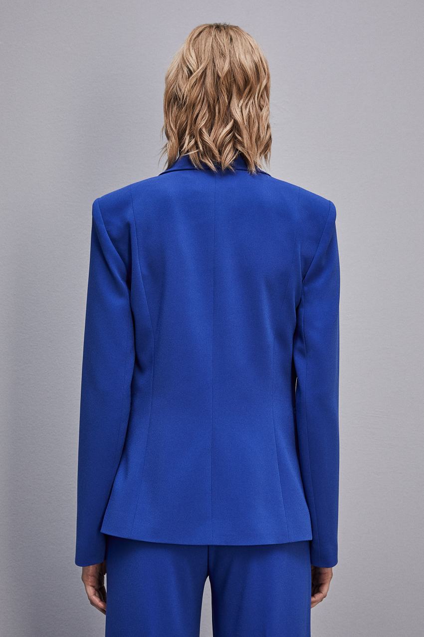 Patrizia Pepe One-button Jacket In Sablè Crepe Fabric Luz Azuis | 5643-WMEYH