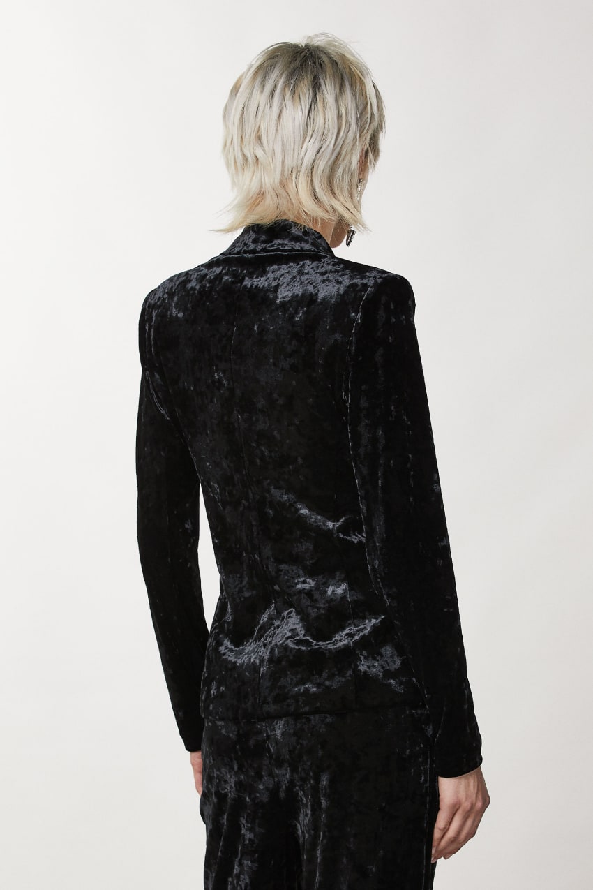 Patrizia Pepe One-button Velvet Jacket Pretas | 6904-NHSAY