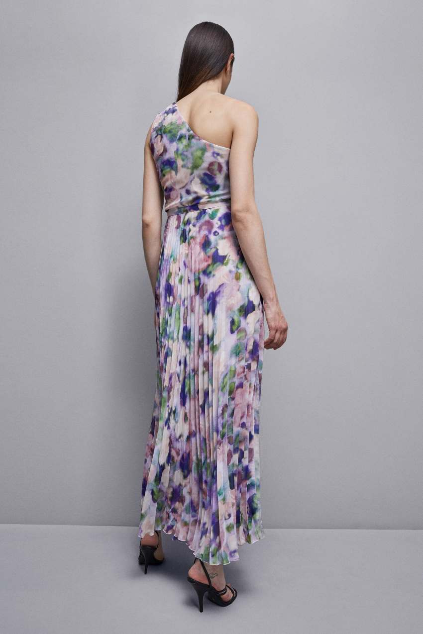 Patrizia Pepe One-shoulder Pleated Chiffon Dress Multicoloridas | 5293-MRHWV