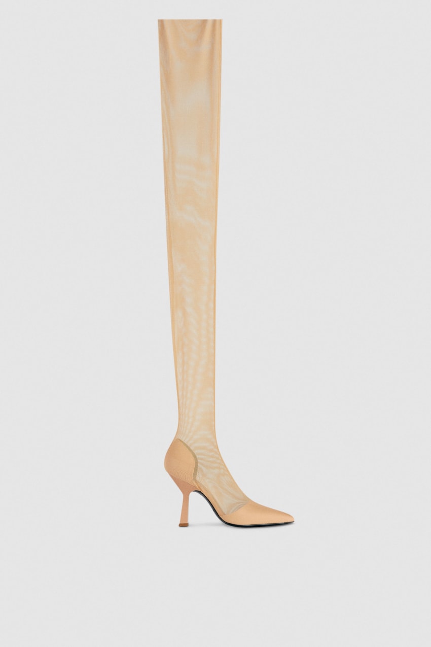 Patrizia Pepe Overknee Boots In Tulle Bege | 8637-VFJQC