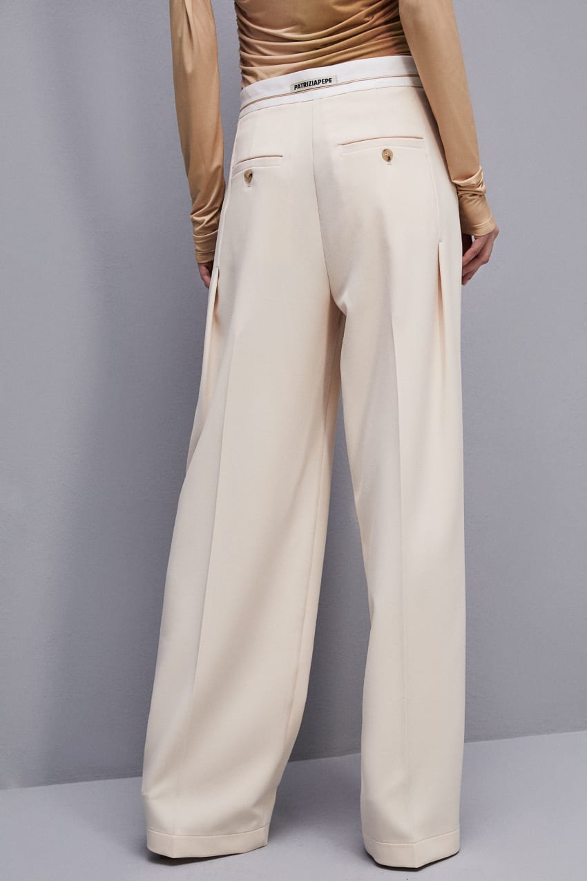 Patrizia Pepe Palazzo Pants In Technical Fabric Bege | 0873-TWSYN