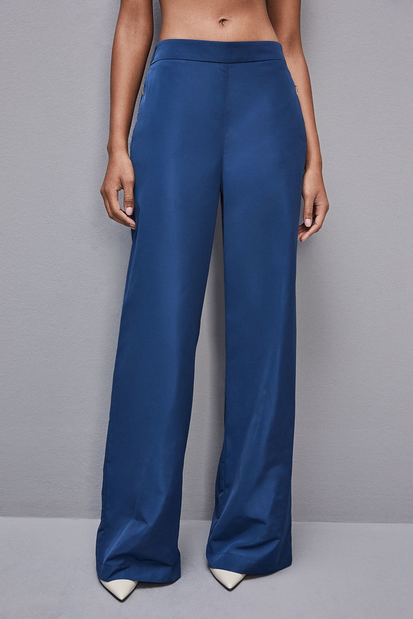 Patrizia Pepe Palazzo Pants In Technical Fabric Luz Azuis | 8749-ZUNAW