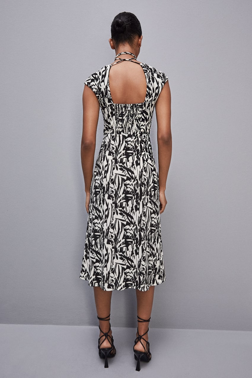 Patrizia Pepe Patterned Jersey Midi Dress Branco | 9730-EVHKW