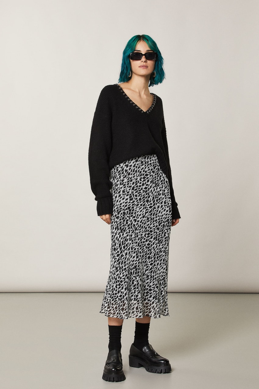 Patrizia Pepe Patterned Midi Skirt Branco | 7619-OFCUZ