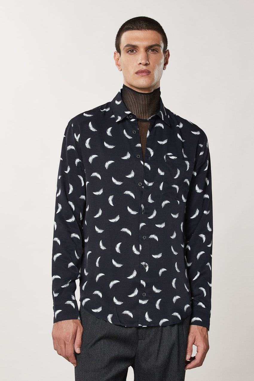 Patrizia Pepe Patterned Shirt With Breast Pocket Pretas | 2309-HMCNB