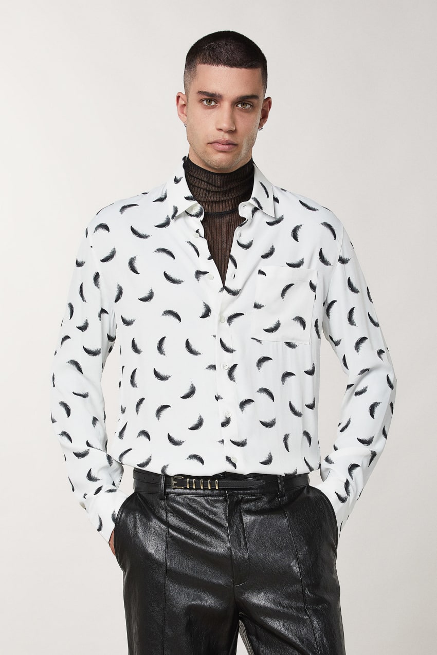 Patrizia Pepe Patterned Shirt With Breast Pocket Branco | 6219-VJAOZ