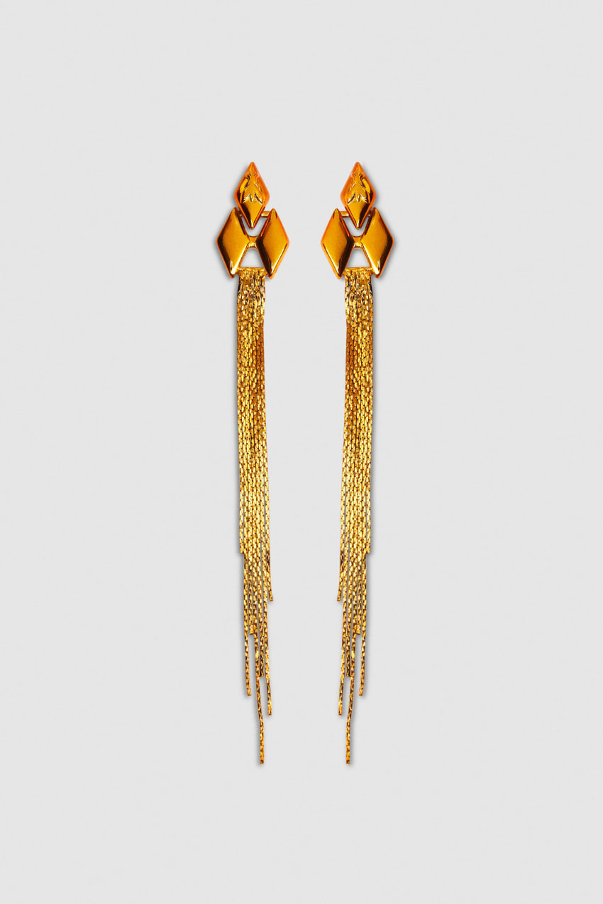 Patrizia Pepe Pendant Earrings With Micro Fly Links And Metal Fringing Laranja | 7640-RQUJN