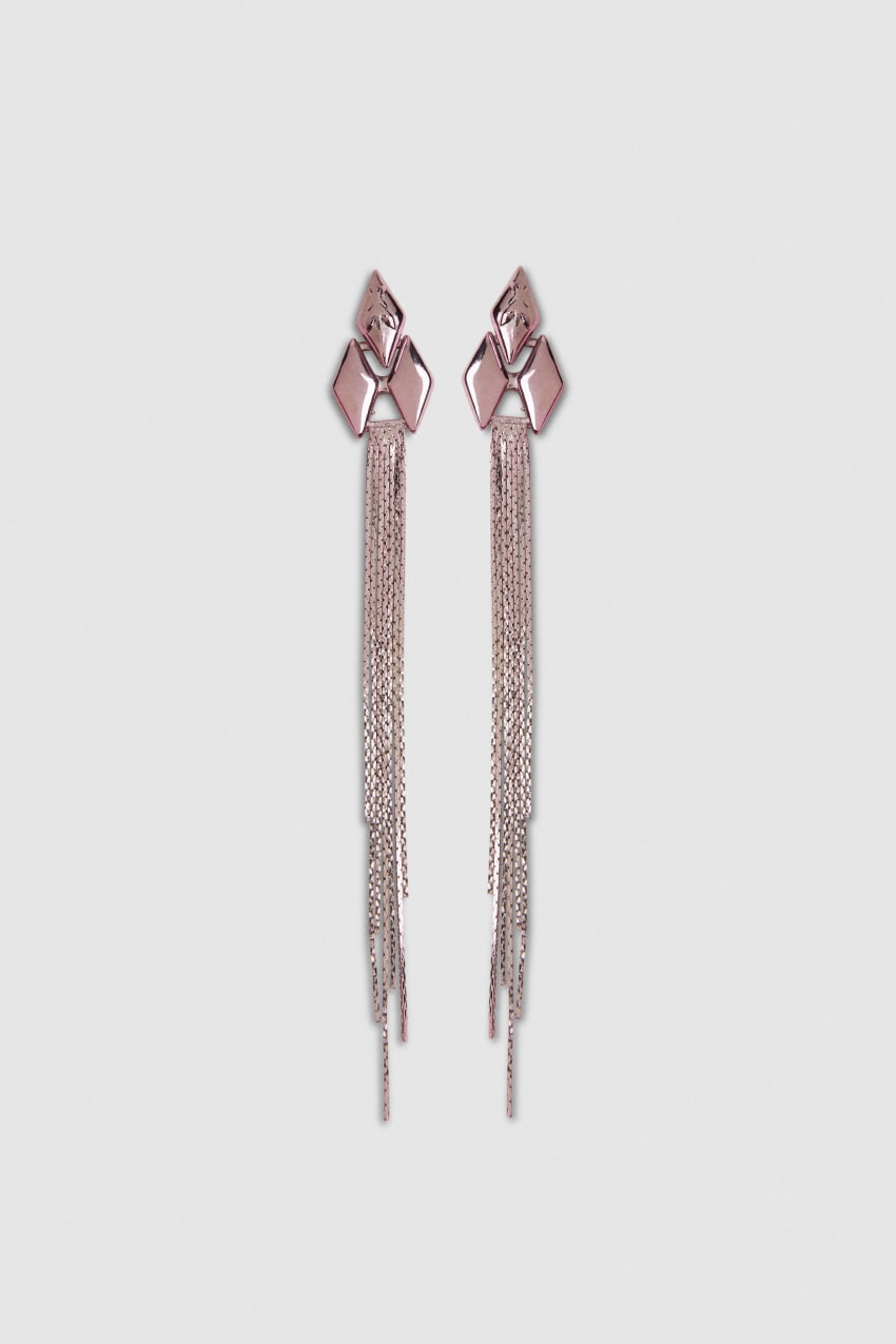 Patrizia Pepe Pendant Earrings With Micro Fly Links And Metal Fringing Rosa | 8910-QWZNP