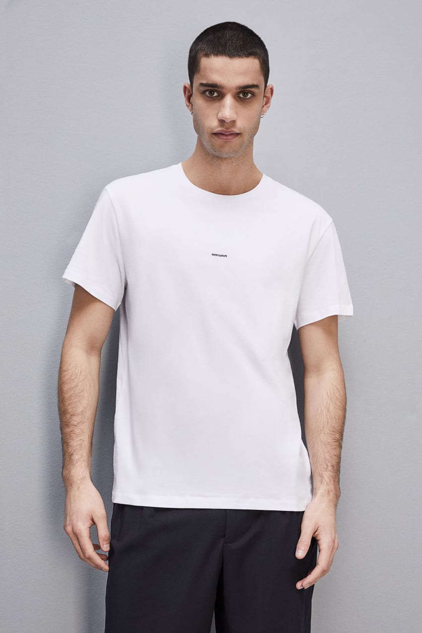 Patrizia Pepe Pima Cotton Jersey T-shirt With Logo Branco | 2491-CJUHL