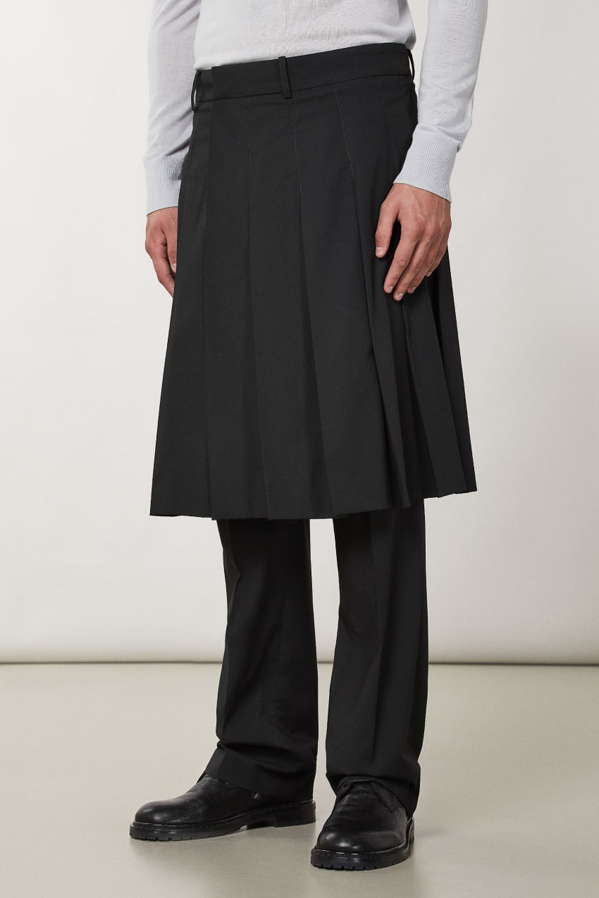 Patrizia Pepe Pleated Canvas Skirt Pretas | 3081-HAGLK