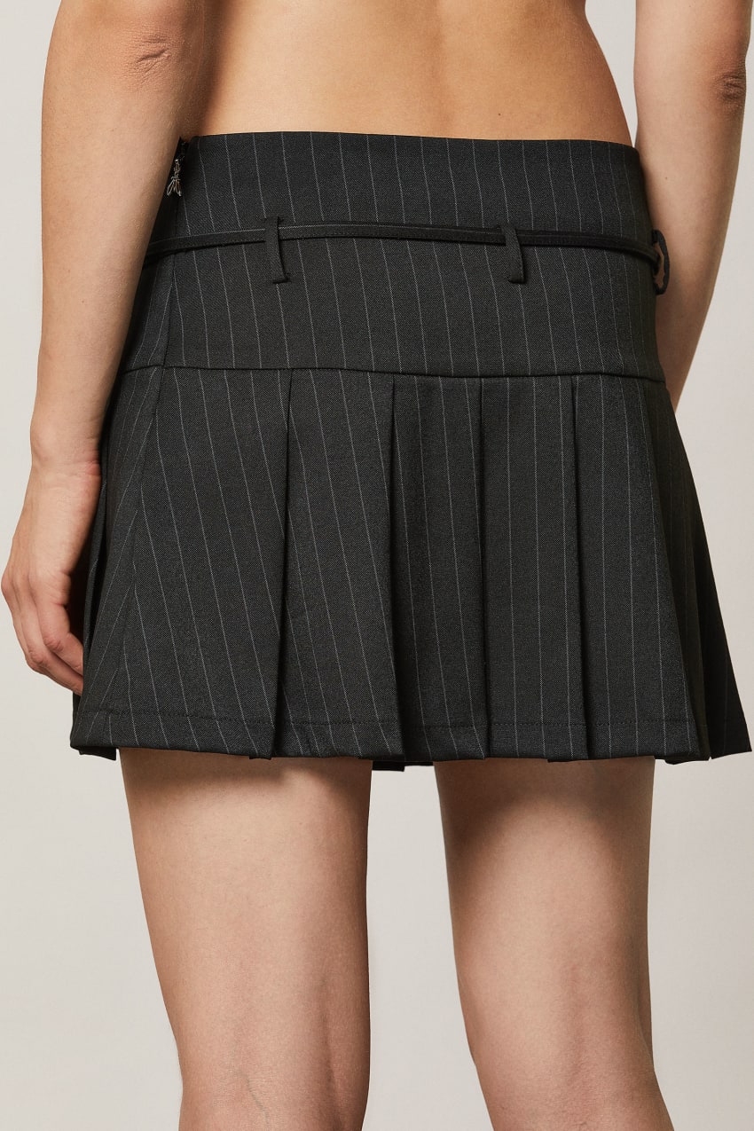 Patrizia Pepe Pleated Mini Skirt Pretas | 9785-BKTOC