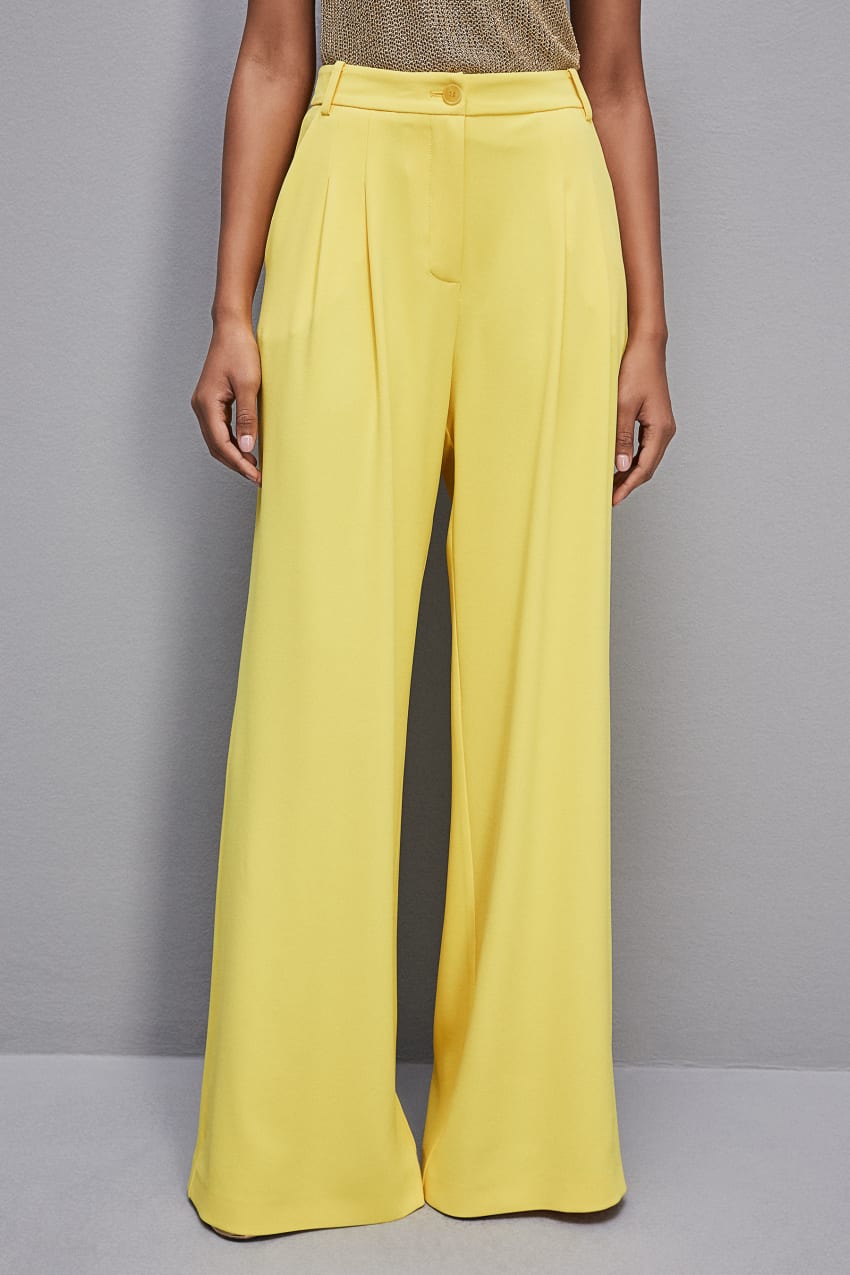 Patrizia Pepe Pleated Pants In Fluid Twill Amarelas | 6725-CRIZJ