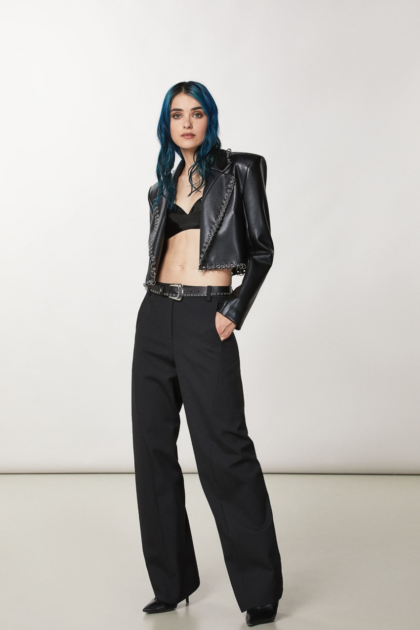 Patrizia Pepe Post Punk Cropped Jacket Pretas | 3024-NUWZM