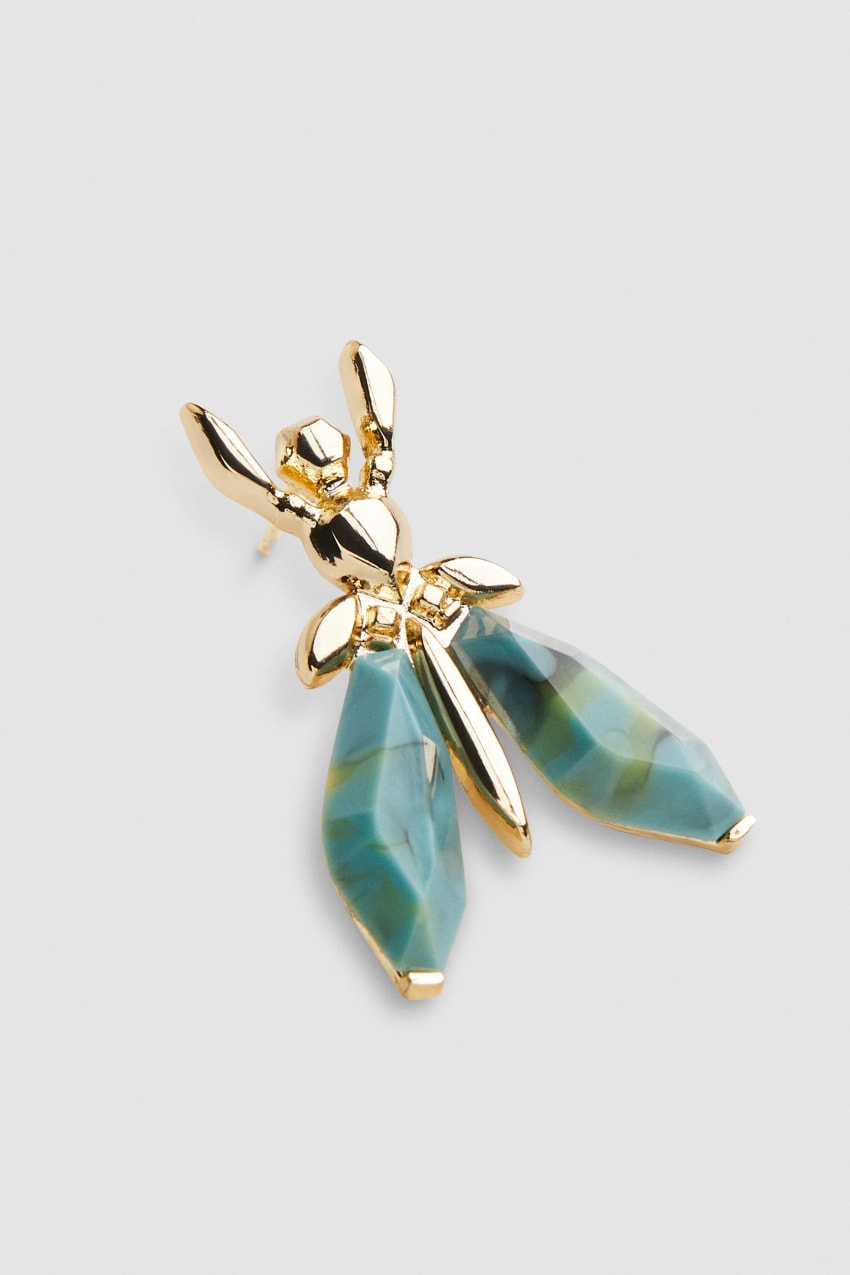 Patrizia Pepe Precious Fly Earrings With Stones Verdes | 6795-UEARW