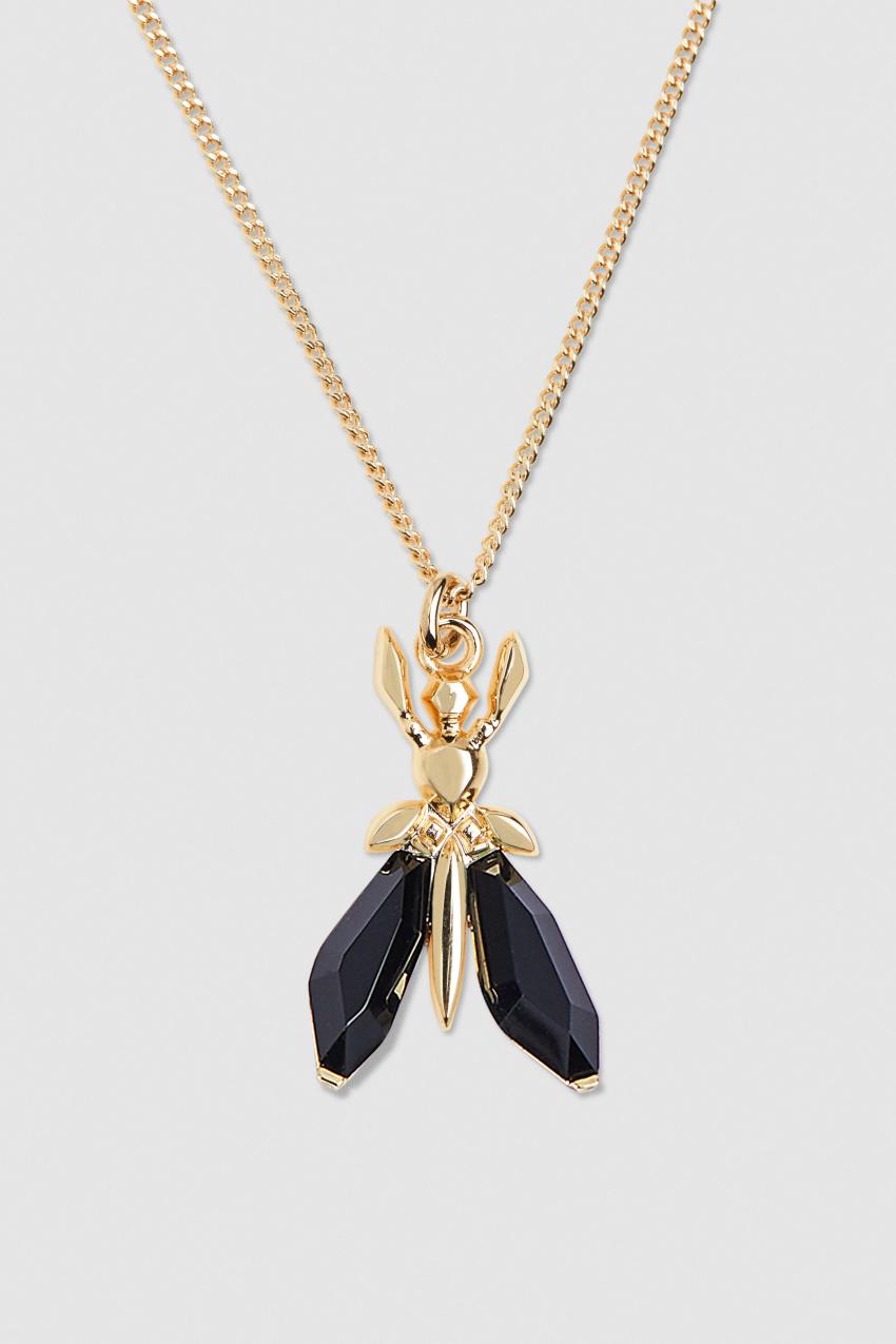 Patrizia Pepe Precious Fly Mini Necklace Pretas | 9512-RNXTL