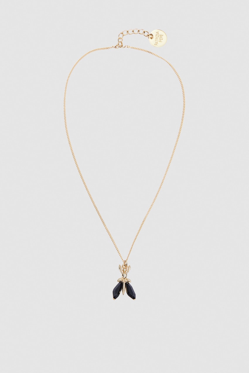 Patrizia Pepe Precious Fly Mini Necklace Pretas | 9512-RNXTL