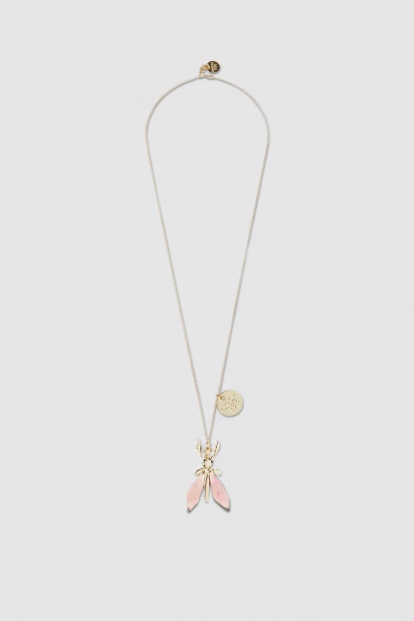 Patrizia Pepe Precious Fly Necklace With Stones Rosa | 6890-LXFNM