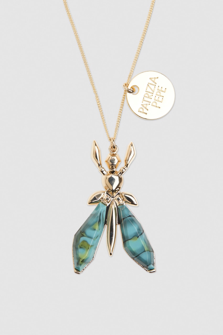 Patrizia Pepe Precious Fly Necklace With Stones Verdes | 5164-ZOIKR