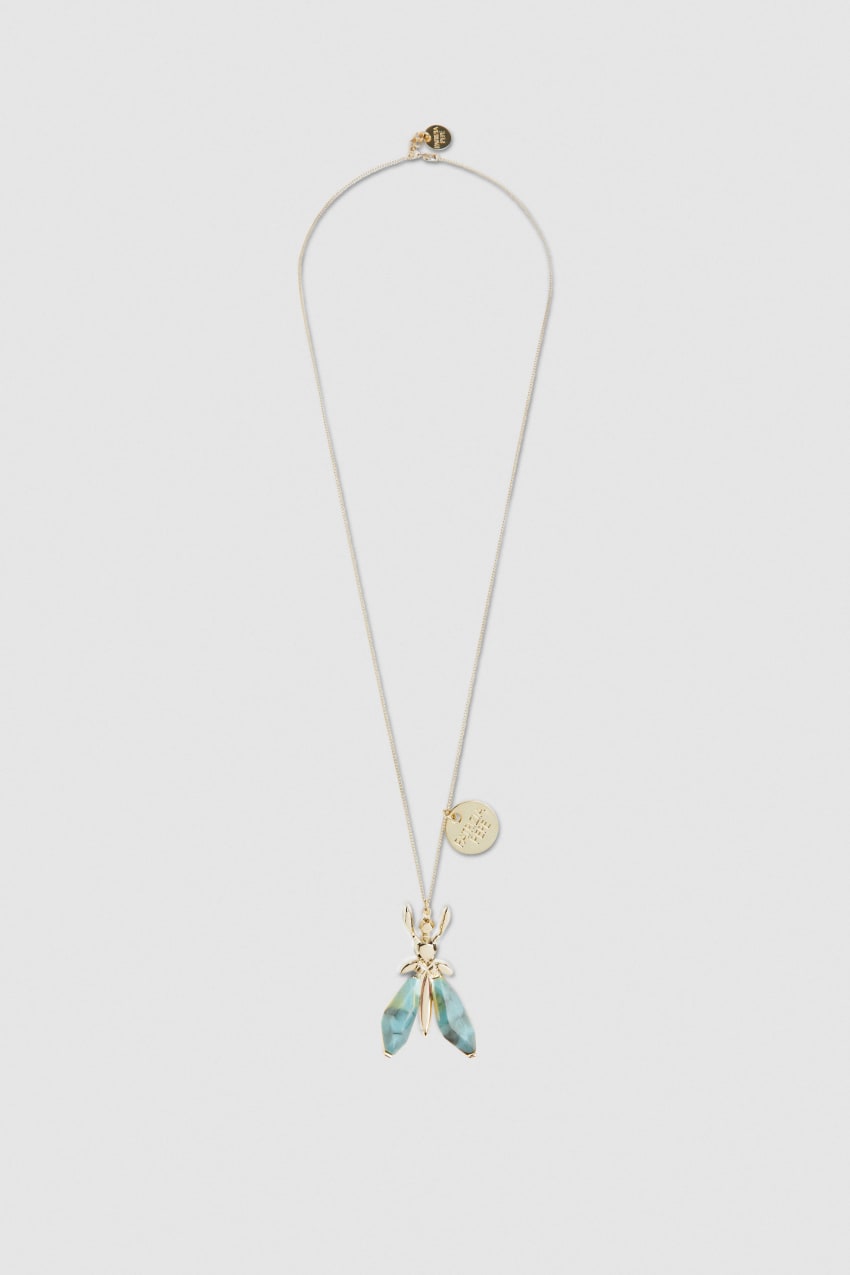 Patrizia Pepe Precious Fly Necklace With Stones Verdes | 5164-ZOIKR