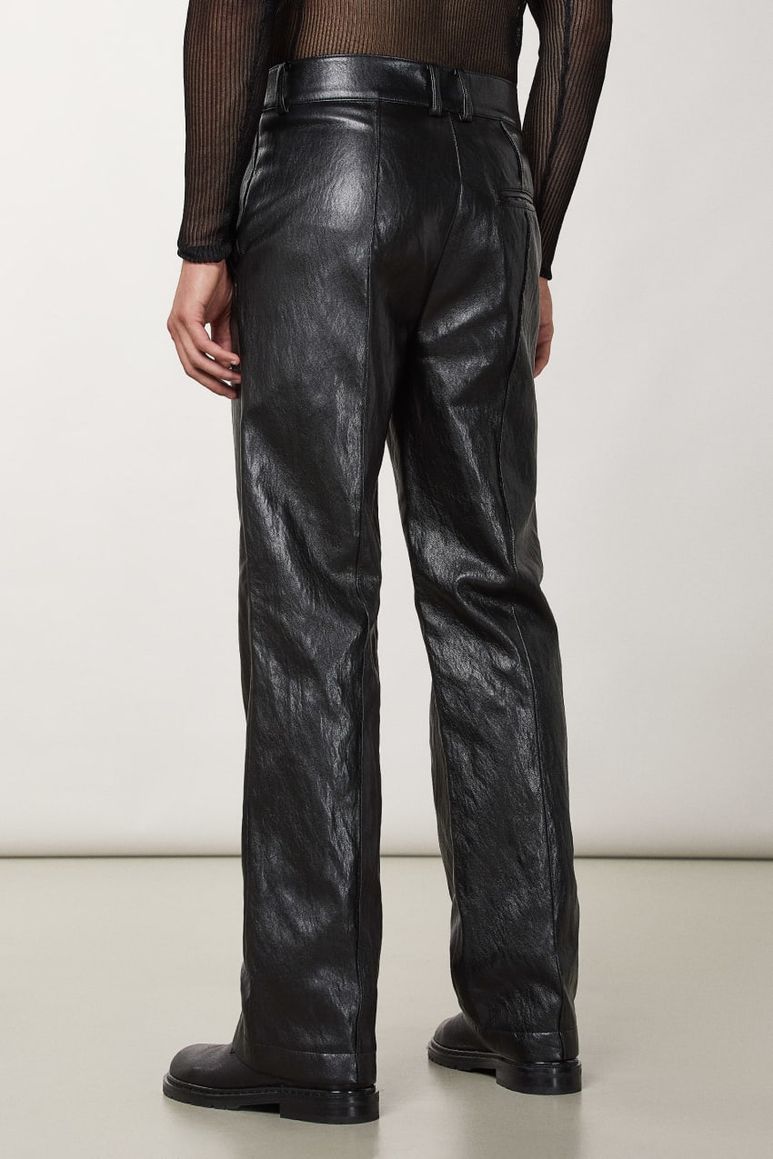 Patrizia Pepe Regular Fit Pants In Coated Fabric Pretas | 8102-FWEXM