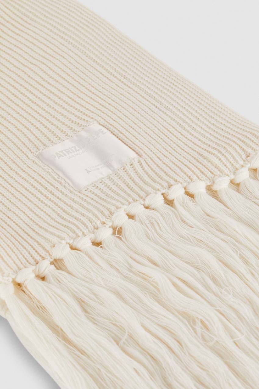 Patrizia Pepe Ribbed Scarf With Fabric Fringes Bege | 9210-GFJAW