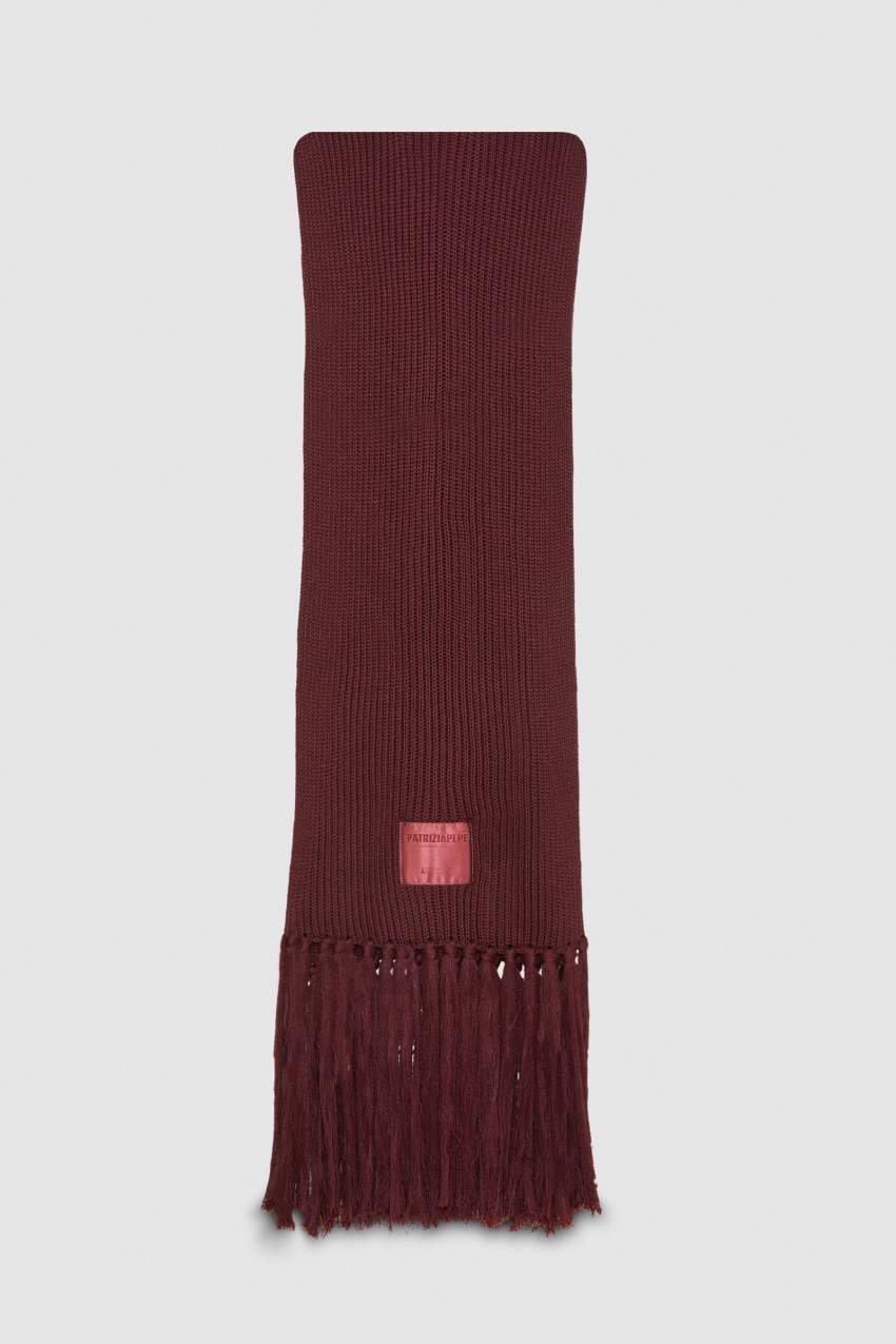 Patrizia Pepe Ribbed Scarf With Fabric Fringes Roxo | 2549-OVIWJ