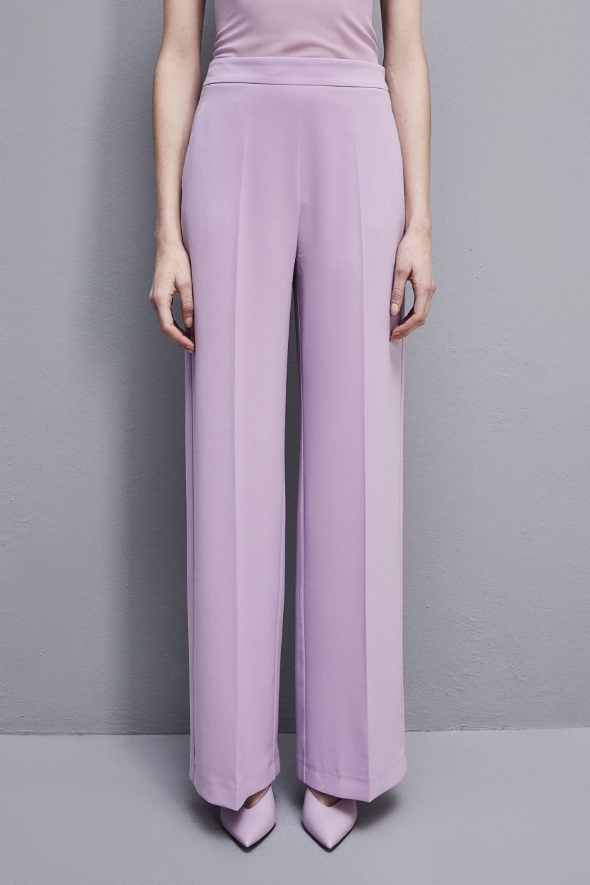 Patrizia Pepe Sablè Crepe Palazzo Pants Roxo | 3216-MLJOK