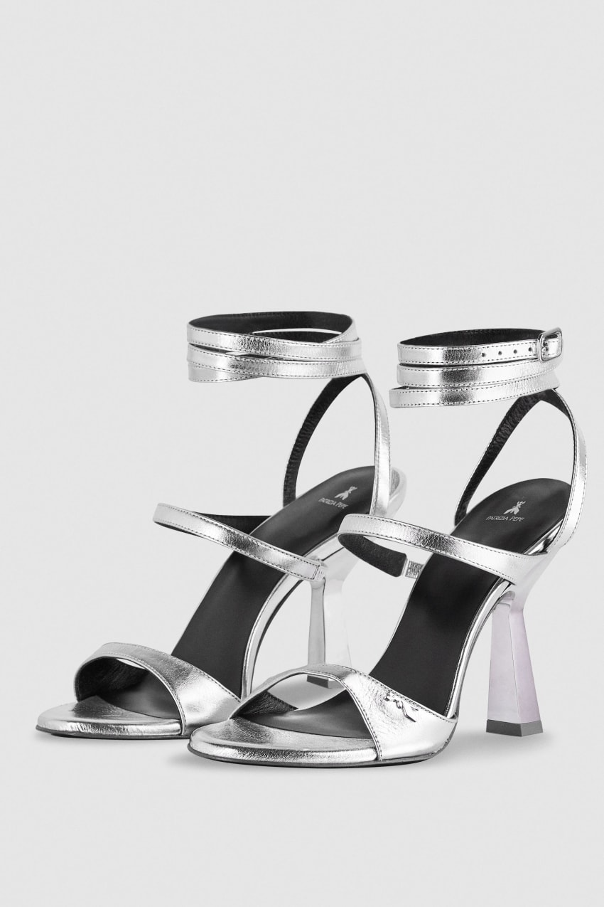 Patrizia Pepe Sandals With Heel And Ankle Strap Prateadas | 4236-TPULY