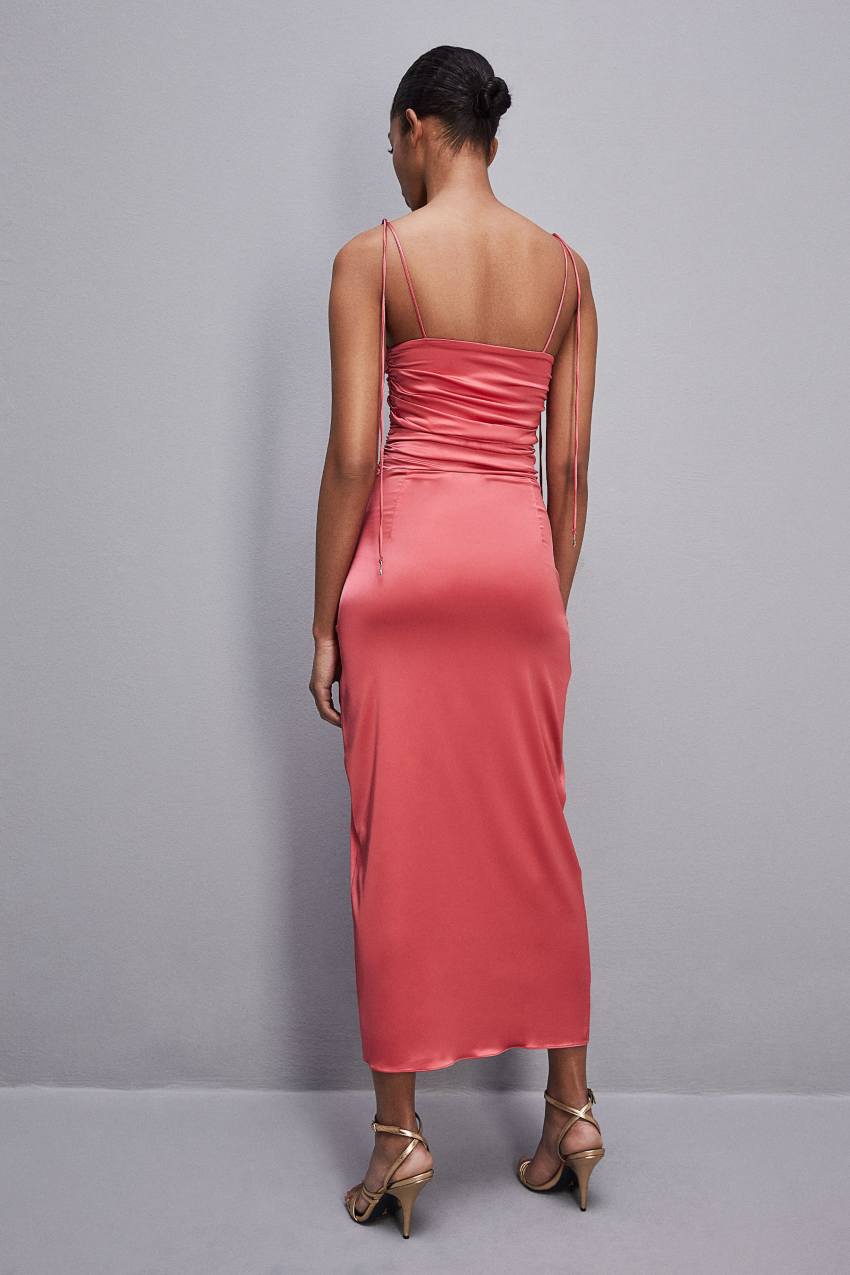 Patrizia Pepe Satin Midi Dress Rosa | 6987-IMDUA