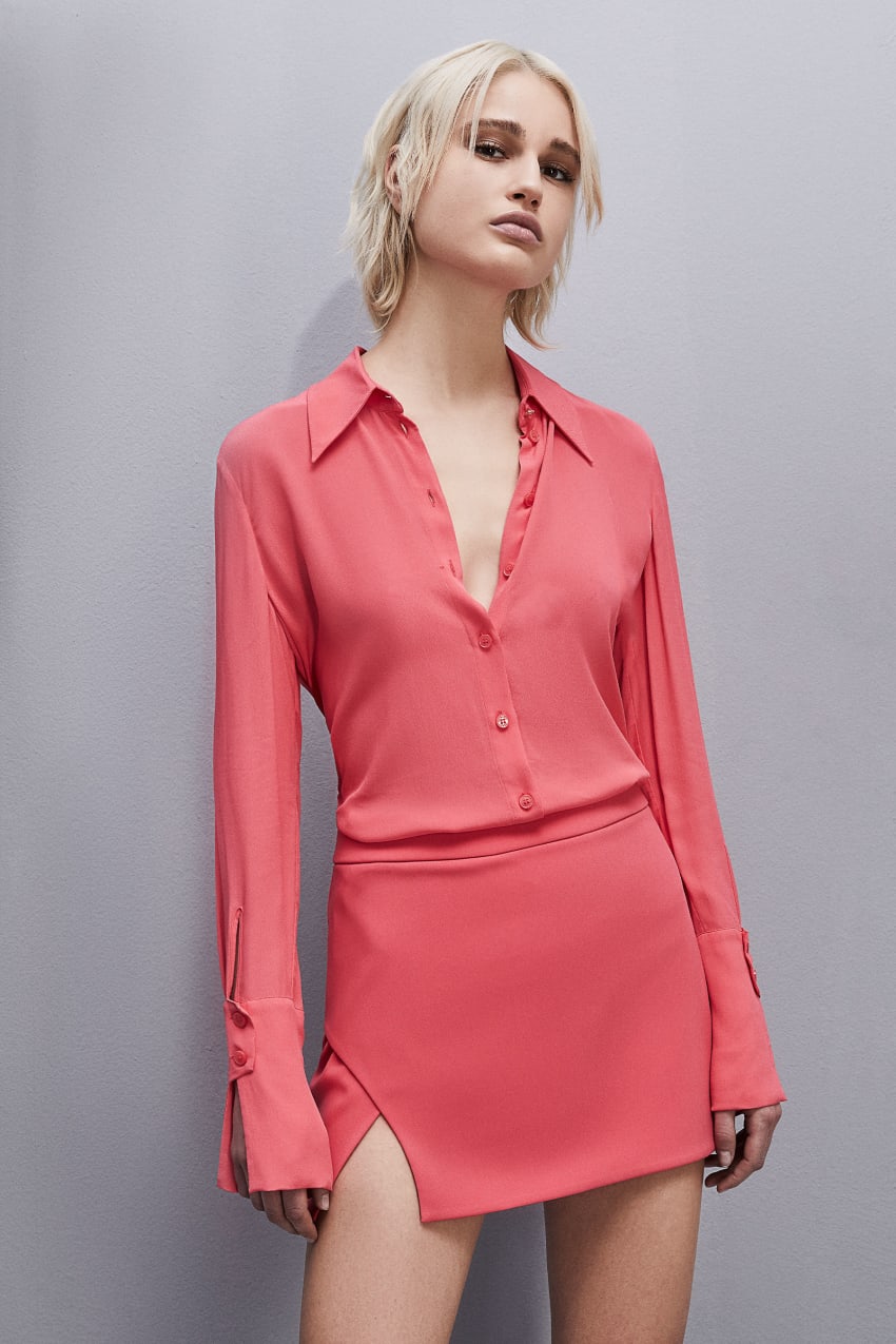 Patrizia Pepe Shirt With High Cuffs Rosa | 0516-XMYBA