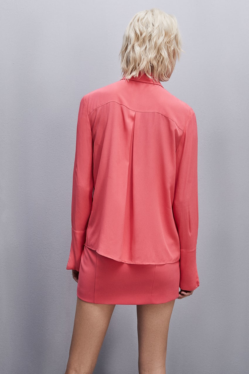 Patrizia Pepe Shirt With High Cuffs Rosa | 0516-XMYBA