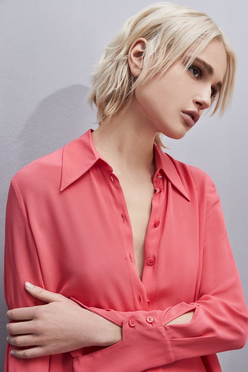 Patrizia Pepe Shirt With High Cuffs Rosa | 0516-XMYBA