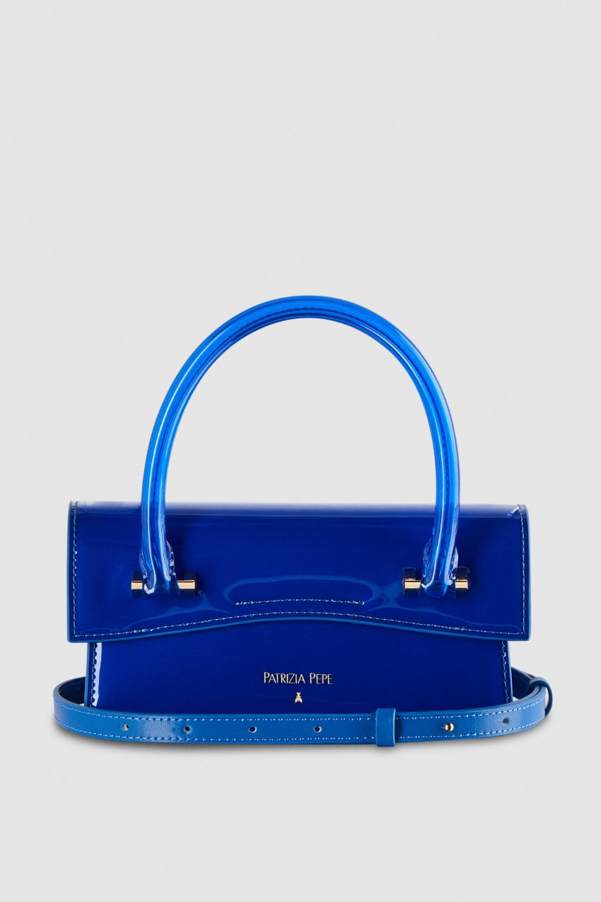 Patrizia Pepe Shoulder Bag In Coated Fabric And Leather Trim Luz Azuis | 8597-MUBVI