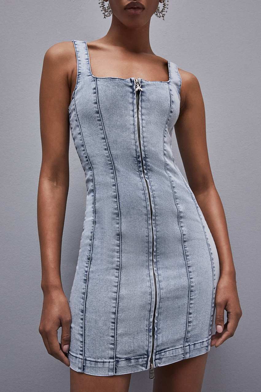 Patrizia Pepe Sleeveless Denim Mini Dress Luz Azuis | 1308-CKIFZ