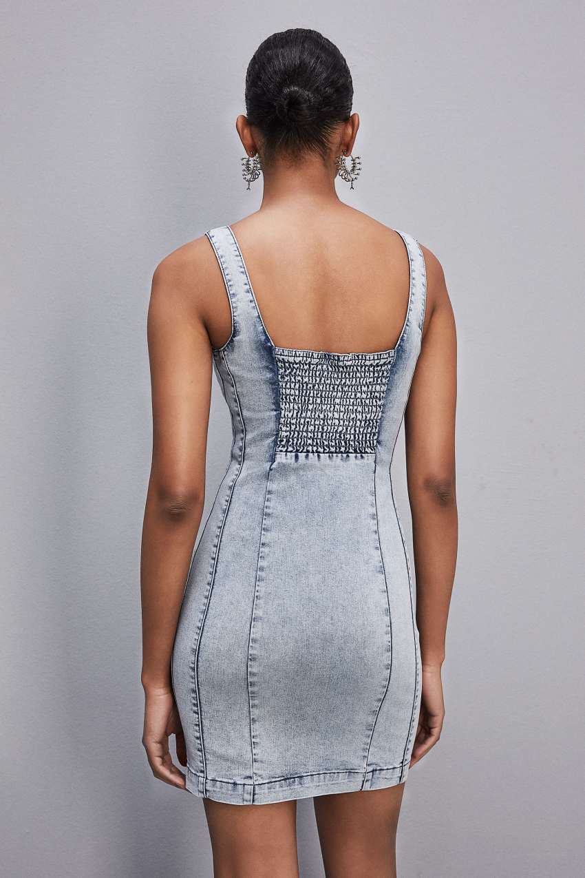 Patrizia Pepe Sleeveless Denim Mini Dress Luz Azuis | 1308-CKIFZ