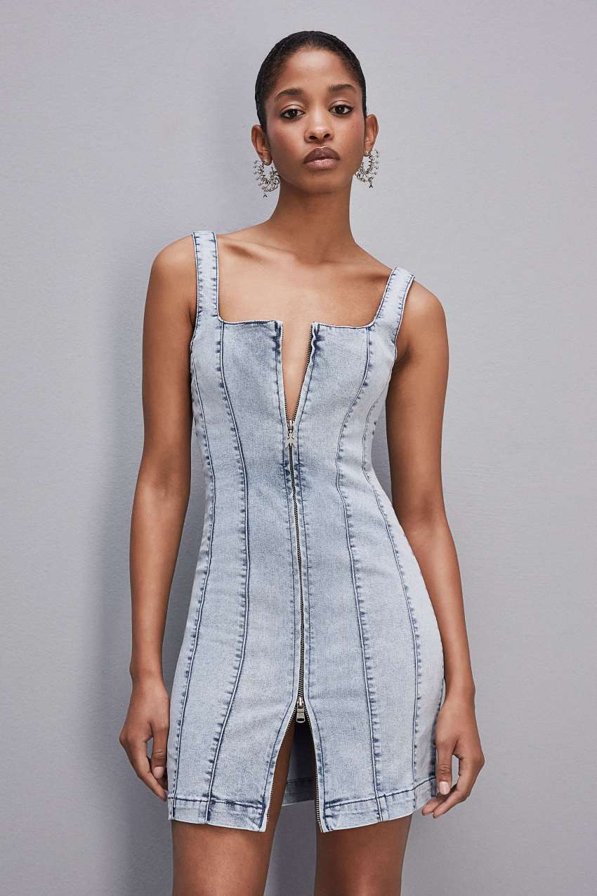 Patrizia Pepe Sleeveless Denim Mini Dress Luz Azuis | 1308-CKIFZ