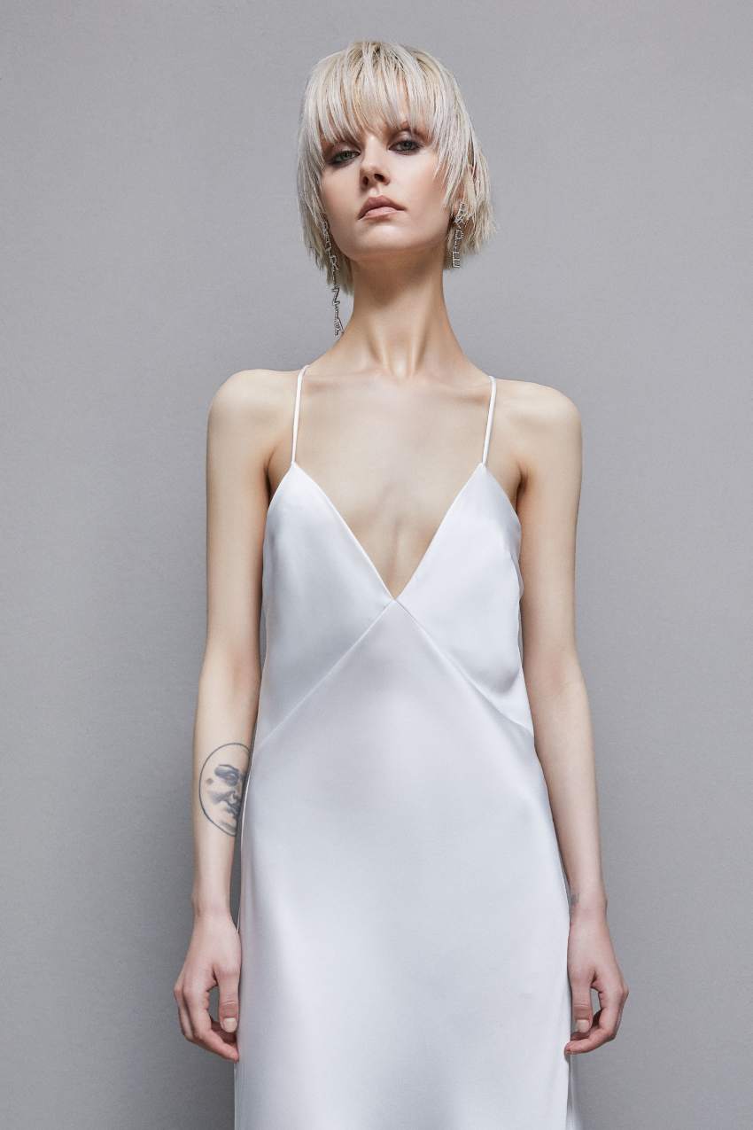 Patrizia Pepe Sleeveless Long Satin Dress Branco | 7504-LMWUN