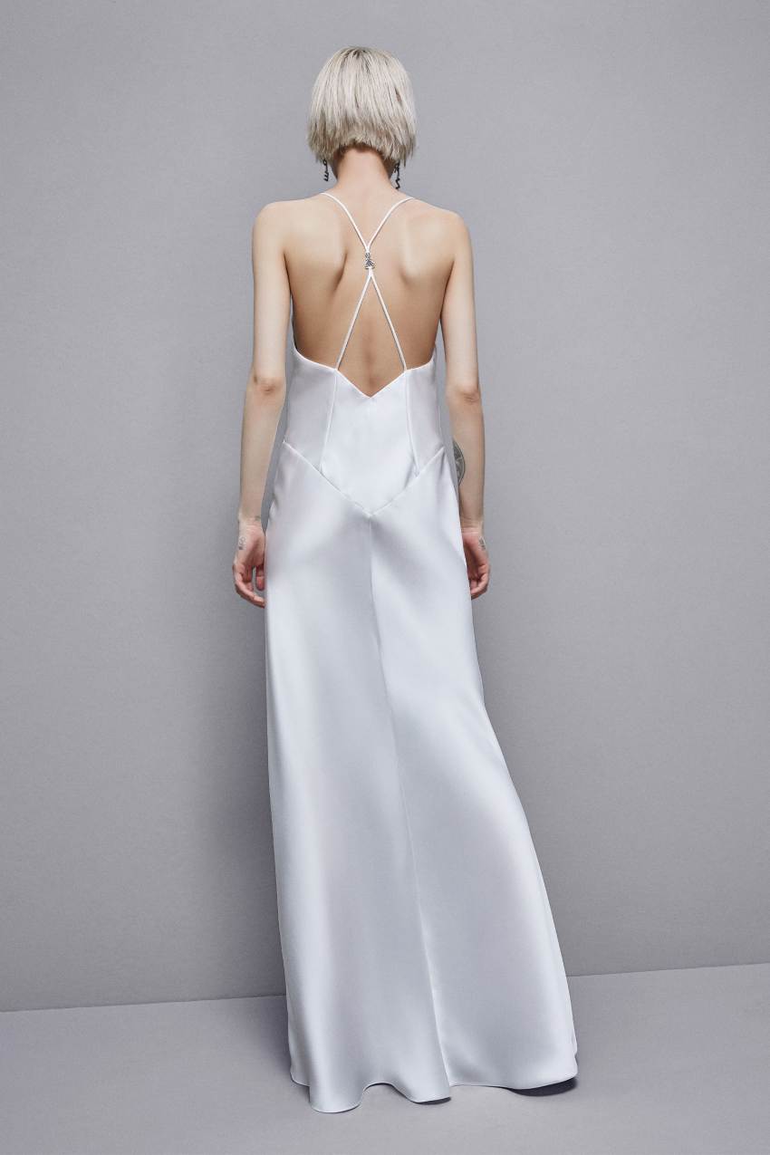 Patrizia Pepe Sleeveless Long Satin Dress Branco | 7504-LMWUN