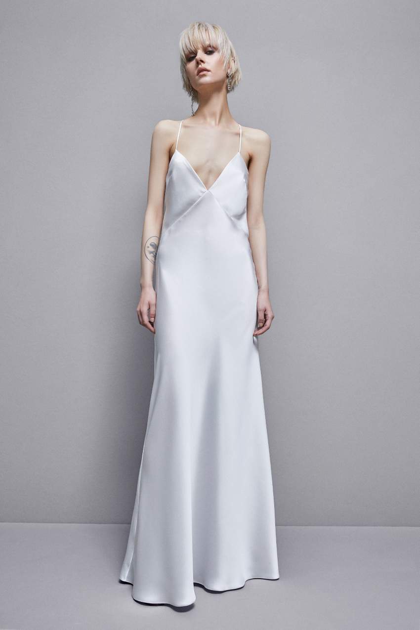 Patrizia Pepe Sleeveless Long Satin Dress Branco | 7504-LMWUN