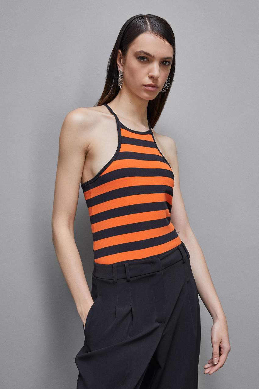 Patrizia Pepe Sleeveless Top In Stretch Cotton Jersey Pretas | 5714-IVBTG