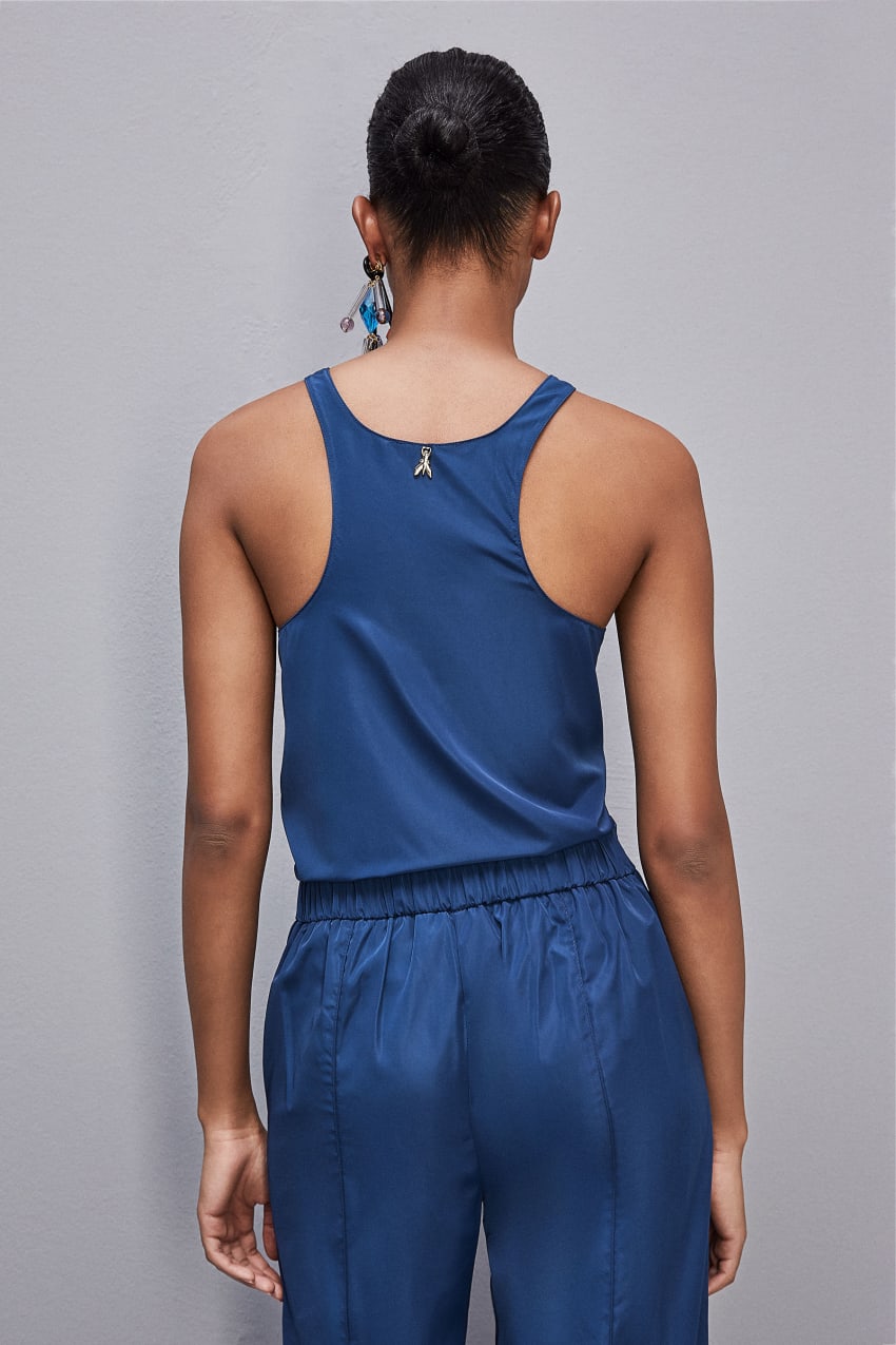 Patrizia Pepe Sleeveless Top Shirt With Round Neckline Luz Azuis | 0469-QVMKP