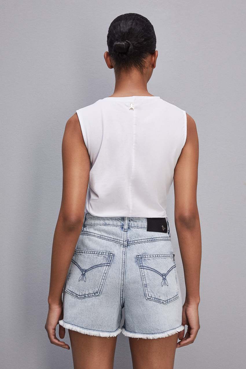 Patrizia Pepe Sleeveless T-shirt With Drawstring Branco | 5307-PZOAE