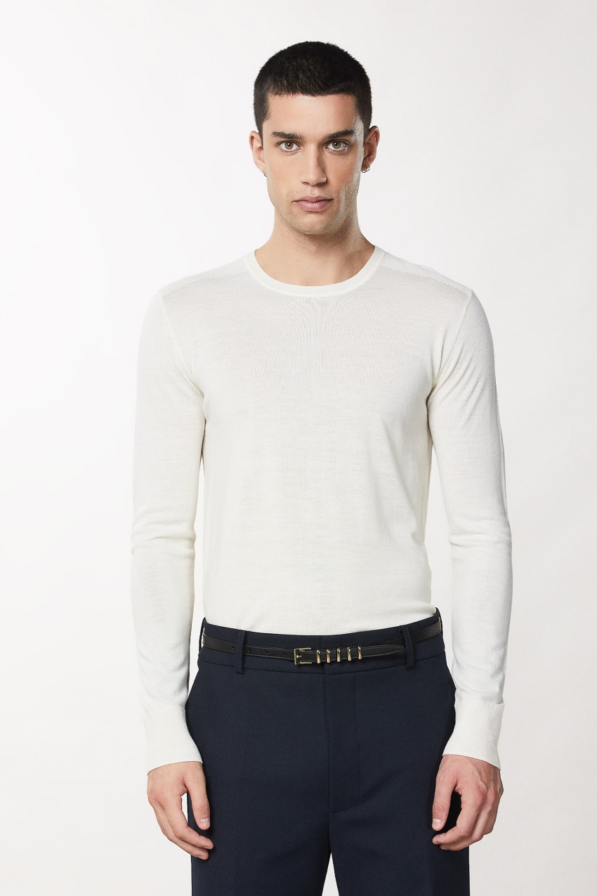 Patrizia Pepe Slim Fit Wool Sweater Branco | 9178-KOTGZ