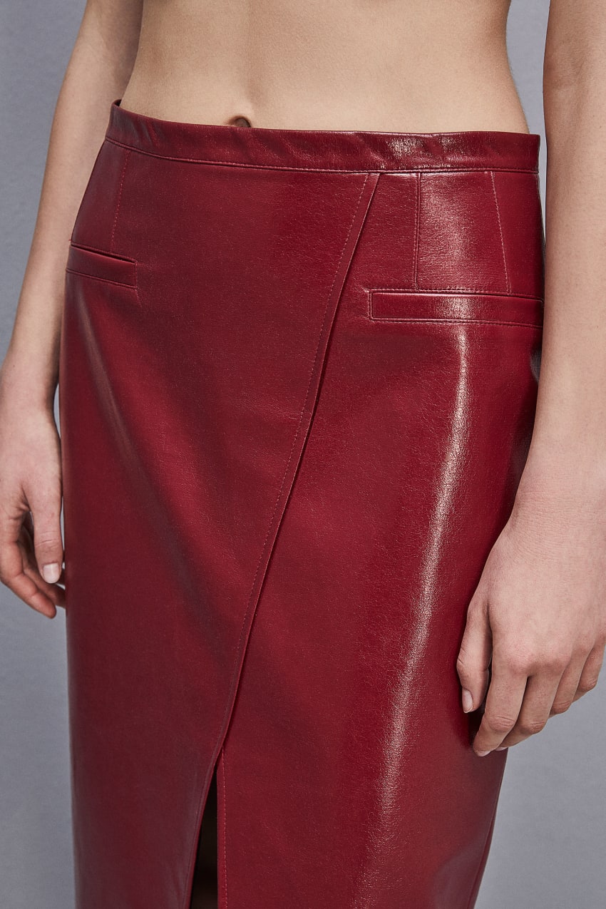 Patrizia Pepe Slim Patent Leather Midi Skirt Vermelhas | 3429-HQXMI