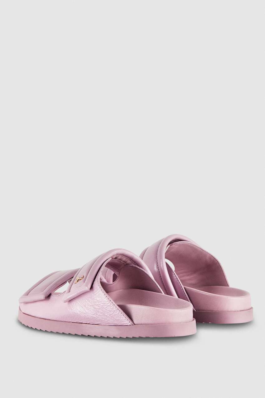 Patrizia Pepe Slippers With Logo And Leather Lining Roxo | 0296-RDSTU