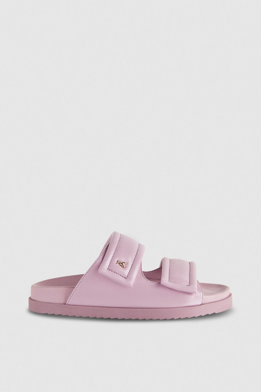 Patrizia Pepe Slippers With Logo And Leather Lining Roxo | 0296-RDSTU